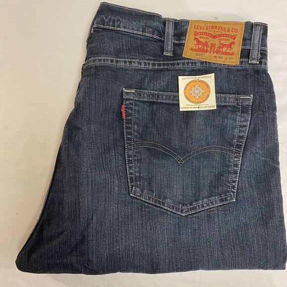 Levi's Jeans Men's 40x30 Blue 505 Regular Fit Straight Leg American Grunge Denim - Picture 11 of 16